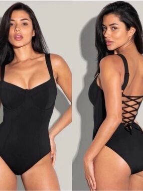 TA3 Black Lifty Swimsuit Medium D/DD New